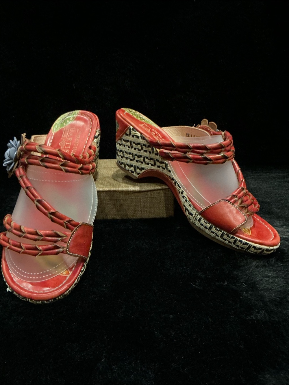 L'ATISTE Red Braided Wedge Mules Size 41